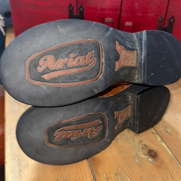 Ariat Pro Baby Ostrich leather cowboy boots. Women’s size 7 cognac green - Picture 5 of 12